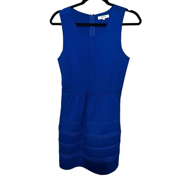 Madewell Sleeveless Silouette Ponte Scuba Telegraph Royal Cobalt Blue Dress sz S - Picture 3 of 10